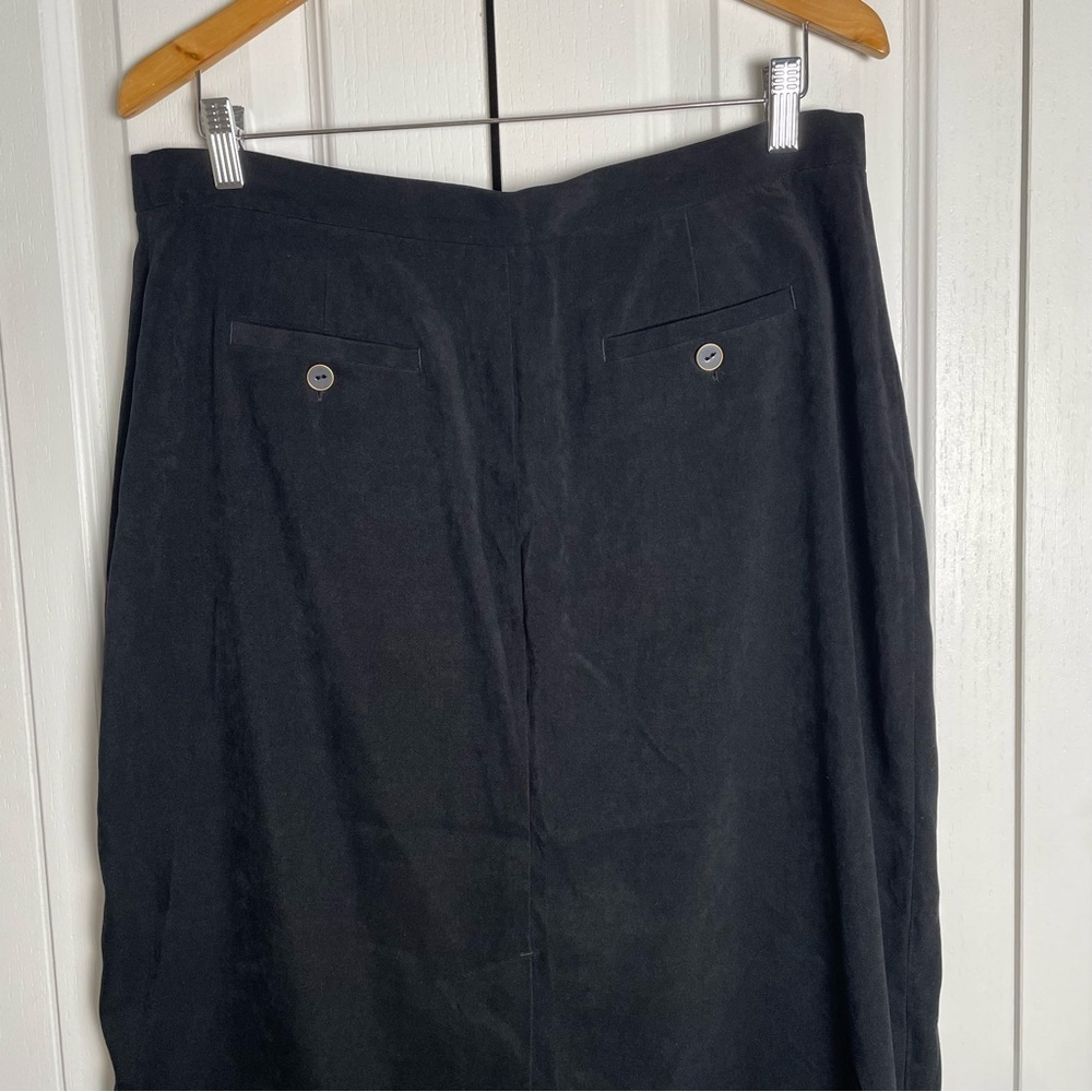 Vintage 90s Whimsigoth Faux Suede Midi Skirt Women’s 16 Black Long Pencil Pocket - Picture 8 of 15